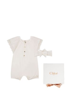 Cream lace romper and headband set CHLOÉ KIDS | C20928117